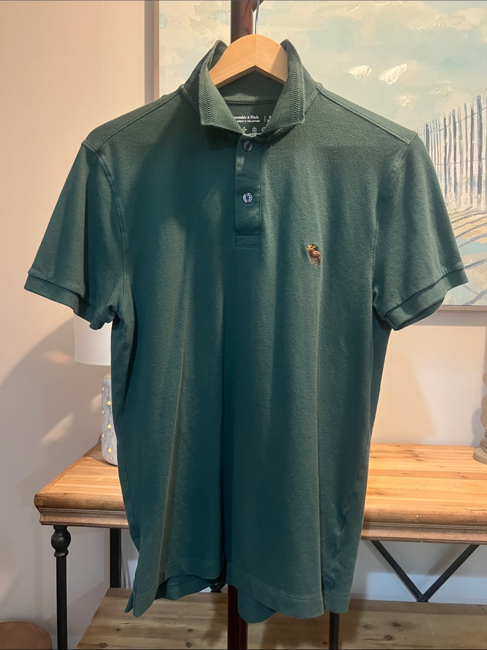 Abercrombie Classic Green Men's Polo Shirt Unisex - Embroidered Moose Logo Small